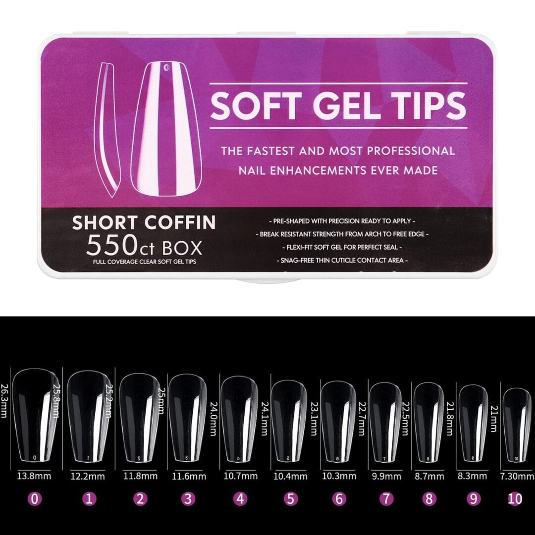 Full Cover Clear Soft Gel Tips - Short Coffin - 550pcs