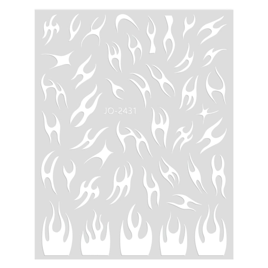 Nail Sticker-2431-White Flames