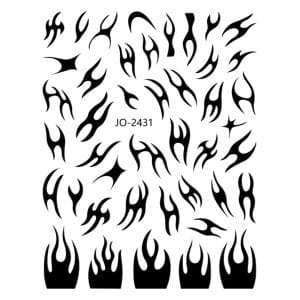 Nail Sticker-2431-Black Flames
